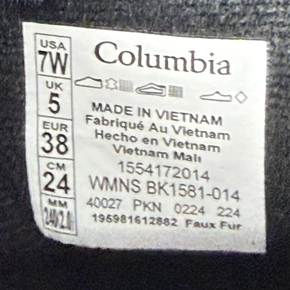 Columbia Ice Maiden II Wide Black Waterproof Snow Boots Womens 7W BK1581-014 NEW